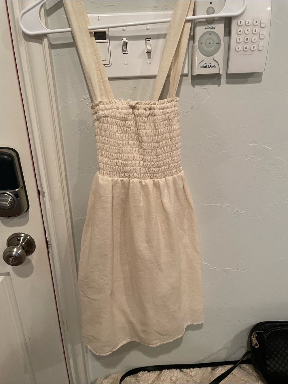 American Eagle Cream Smocked Sundress with Straps